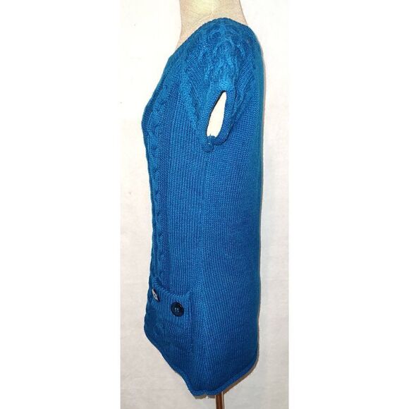 FEVER Sweater Dress Size Small Blue. Wool blend. Front pockets w buttons. - Picture 3 of 9